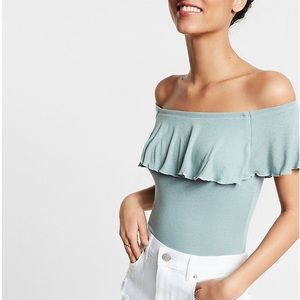 NWT Express ruffle off the shoulder bodysuit